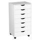 7 Drawer Dresser Chest Mobile Storage Cabinet Display Organizer On Wheels White