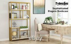 7-Open Shelf Bookcases, Modern Bookshelf Elegant Storage Display Shelves NEW