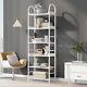 70.8 Inch Tall Bookshelf 6-tier Storage Display Shelves With Round Top Frame
