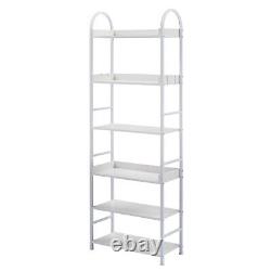 70.8 Inch Tall Bookshelf 6-tier Storage Display Shelves with Round Top Frame