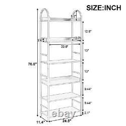 70.8 Inch Tall Bookshelf 6-tier Storage Display Shelves with Round Top Frame