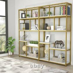 70 8-Open Elegant Storage Display Shelf Bookcase with Gold Sturdy Metal Frame