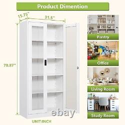71''Glass Display Storage Cabinet Metal Curio Cabinet with 4 Adjustable Shelves