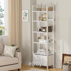 71 Rustic Bookcase with2 Drawers Storage Organizer Industrial Display Shelf Units