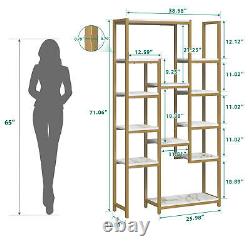 71 Tall Bookshelf Bookcase Open Display Shelves with 12 Unit Shelf Storage Rack