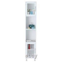 71 Tall Tower Bathroom Storage Cabinet Organizer Display Shelves Bedroom White
