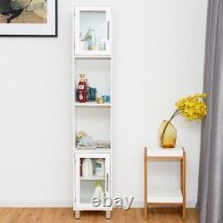 71 Tall Tower Bathroom Storage Cabinet Organizer Display Shelves Bedroom White
