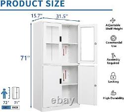 71 inch Metal Kitchen Storage Cabinet with 4 Adjustable Shelves Display Cabinet