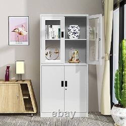 71 inch Metal Kitchen Storage Cabinet with 4 Adjustable Shelves Display Cabinet