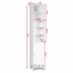 72 Bathroom Floor Storage Cabinet Freestanding Shelving Display Shelves White