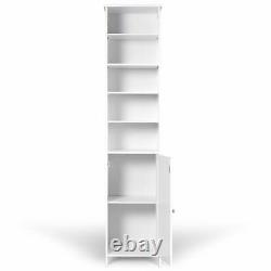 72''H Bathroom Tall Floor Storage Cabinet Free Standing Shelving Display White