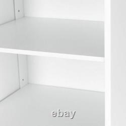 72''H Bathroom Tall Floor Storage Cabinet Free Standing Shelving Display White
