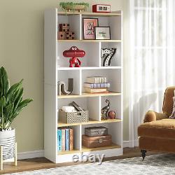 72 Tall Standard Bookcase Bookshelf, 5 Tier Wood Display Rack Storage Shelves