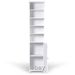 72H Bathroom Floor Storage Cabinet Simple Display Shelves Adjustable White