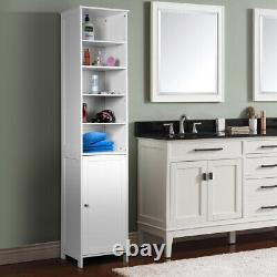72H Bathroom Floor Storage Cabinet Simple Display Shelves Adjustable White