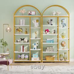 77 White Gold Bookcase Etagere Bookshelf Modern Display Rack Storage Shelves