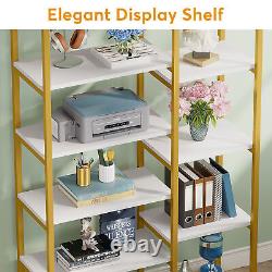 77 White Gold Bookcase Etagere Bookshelf Modern Display Rack Storage Shelves