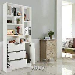 8 Cube Display Wood Shelf Wooden Bookcase Storage Organizer with 4 Drawers Well