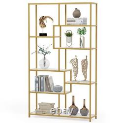 8-Open Shelf Etagere Bookcase with Faux Marble Modern Display Storage Organizer