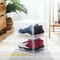 8x Magnetic Drop Side/Front Stackable Shoe Box Storage Sneaker Display Container