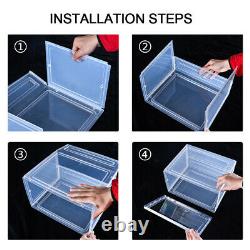 8x Magnetic Drop Side/Front Stackable Shoe Box Storage Sneaker Display Container