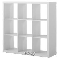 9-Cube Storage Organizer Shelves For Displaying Books And More, White Texture