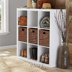 9-Cube Storage Organizer White Texture For Living Room Playroom Display Books