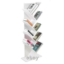 9 Shelf Tree Bookshelf Floor Standing Bookcase Wood Display Storage Holder Rack