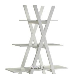 A-Frame 4-Tier Shelf Bookcase Contemporary Accent Decors Display Storage White