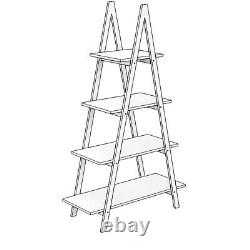A Frame Bookcase Bookshelf Ladder Shelf Storage Display 4 Tier Modern White