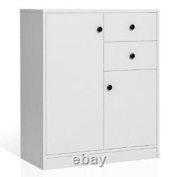 Accent Cabinet Sideboard Storage Entryway Display Drawer Cabinet White With 2-Door