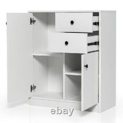 Accent Cabinet Sideboard Storage Entryway Display Drawer Cabinet White With 2-Door