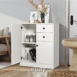 Accent Cabinet Sideboard Storage Entryway Display Drawer Cabinet White With 2-Door