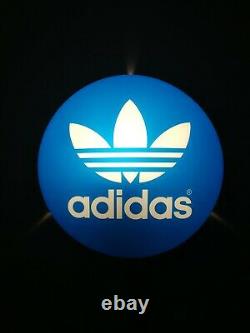 Adidas Original Store Round Wall Display Sign Neon Light Blue/white Trefoil