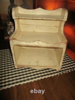 Antique Grungy White Paint General Store Display Cupboard Cabinet Primitive AAFA