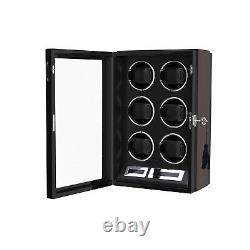 Automatic 6 Watch Winder LCD Touch Screen Display Box Case Storage White LED