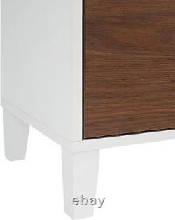 Bathroom Floor Cabinet with Drawer Adjustable Shelf Display Storage Brown/White