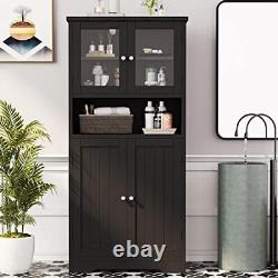Bathroom Storage Cabinet Freestanding Floor Cabinet withOpen Shelf Display Cabinet
