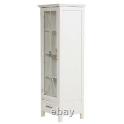 Bathroom Storage Linen Cabinet Small Slim Wooden Curio Display Cabinets White