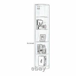 Benjara 11.5 Contemporary Wood Corner Display Cabinet with 5 Shelves in White