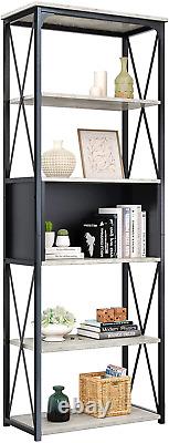 Bestier Industrial Bookshelf 5 Tier Bookcase Storage Display Shelves Organizer F