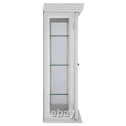 Black WALL CURIO CABINET Display Case Glass Doors & Shelves Home Storage Decor