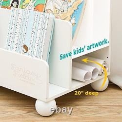 - Book Shelf Organizer for Kids with Storage, Toddler Book Display White