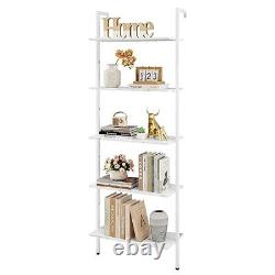 Bookcase, Ladder Shelf, 5 Tier Wood Wall Mounted Open Display Storage White