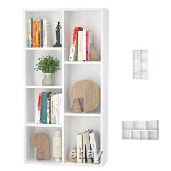 Bookcase Storage Shelves 7-Cube Organizer Bookshelf Display Cube Shelves White
