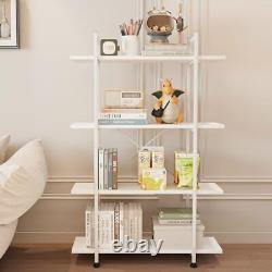 Bookshelf 4 Tiers Storage Shelf, Modern Open Display 4-Tiers White Wooden