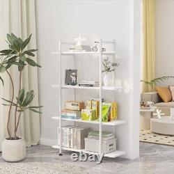 Bookshelf 4 Tiers White Wooden Storage Shelf, Modern Open Display Storage Book
