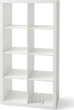 Bookshelf 8-Cube Storage Display Books Photos Artwork Organizer White Texture