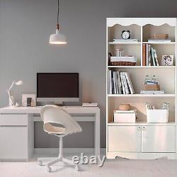 Bookshelf with Doors Cabinet Open Display Rack Storage Shelf MDF Bookcase White