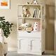 Bookshelf With Doors Storage Cabinets Sideboard Display Unit For Home White Wood